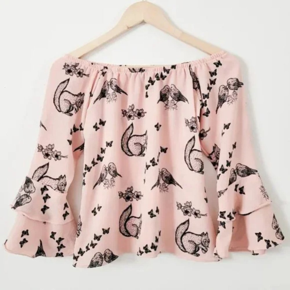 CLOSING SALE Flutter sleeve Woodland Blouse
